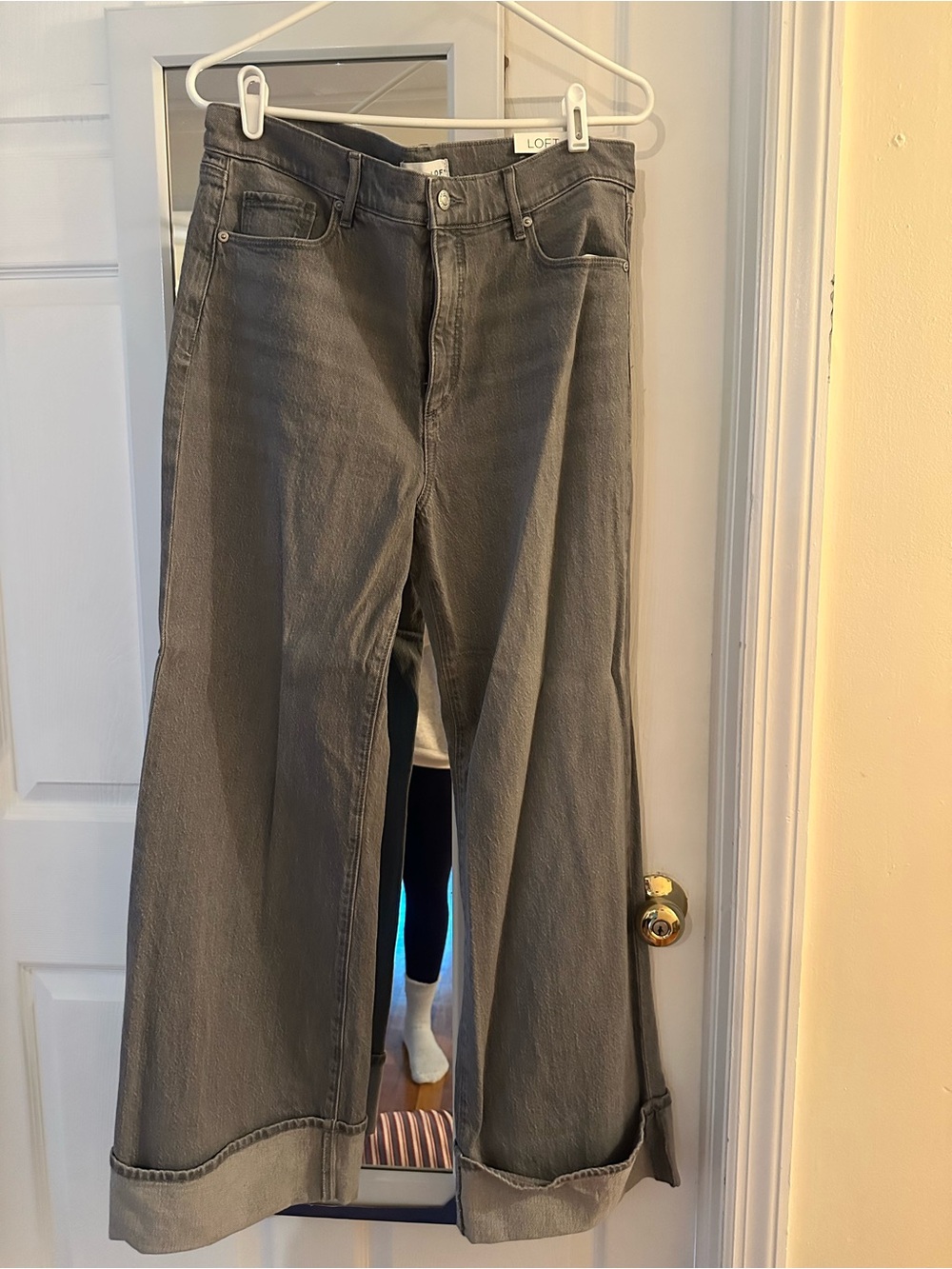 LOFT Gray Wide-Leg Jeans
